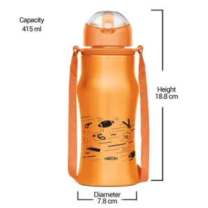 GAIETY  Stainless Steel Sipper Orange Colour Water Bottle 450 ml