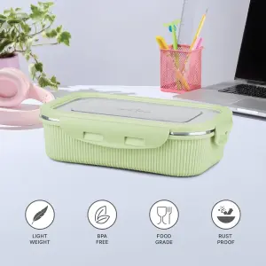 Cool Touch Rectangular Stainless Steel Container, 600 ml, Green 