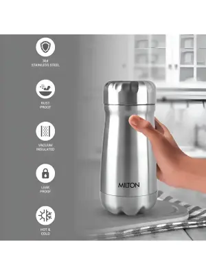 All Rounder 400 Thermosteel Hot and Cold Flask, 1 Piece, 350 ml, Silver | Insulated Flask | Leak Proof | Soup Flask | Dal Flask | Sambar Flask | Thermos | Long Hours Hot and Cold