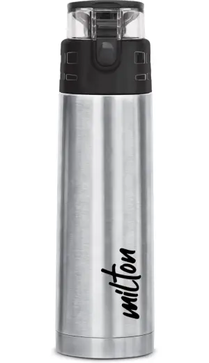 Milton Atlantis 600 Thermosteel Water Bottle 500 ml, 24 Hr Hot and Cold I Leak Proof Lid, ISI Certified I Vacuum Insulated I for Office, Gym, School I Silver