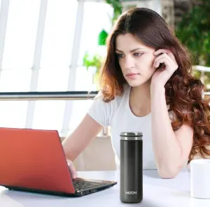 Shiny 300 Thermosteel Water Bottle 300 ml, 24 Hr Hot and Cold I Leak Proof Lid, ISI Certified I Vacuum Insulated I for Office, Gym, School I Black