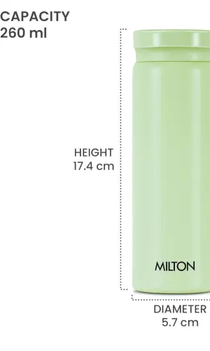 Minimate 260 Thermosteel Insulated Water Bottle, 260 ml, 24 Hr Hot and Cold | Leak Proof Lid, ISI Certified I Vacuum Insulated | for Office, Gym, School | Light Green