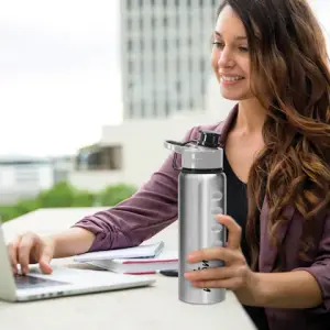 GRIPPER Stainless Steel Water Bottle, 1000 ml, Silver