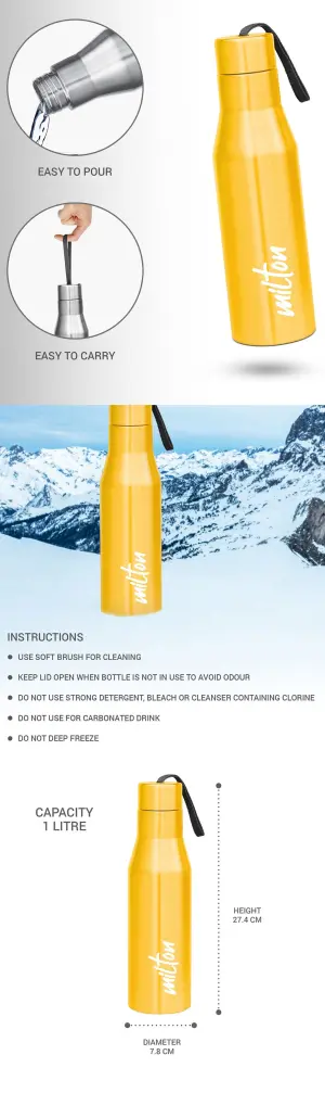 Super Stainless Steel Water Bottle Yellow Colour (500 ml) 