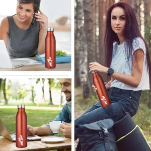 Breeze Stainless Steel Orange Colour Water Bottle (750ml) 