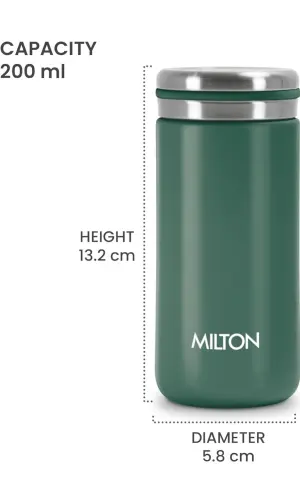 Shiny 200 Thermosteel Water Bottle 200 ml, 24 Hr Hot and Cold I Leak Proof Lid, ISI Certified I Vacuum Insulated I for Office, Gym, School I Green