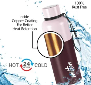 Ancy 1000 Thermosteel Water Bottle, ISI Certified, 24 Hr Hot and Cold 1000ml Steel Flask (Pack of 1, Brown)