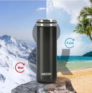 Shiny 300 Thermosteel Water Bottle 300 ml, 24 Hr Hot and Cold I Leak Proof Lid, ISI Certified I Vacuum Insulated I for Office, Gym, School I Black