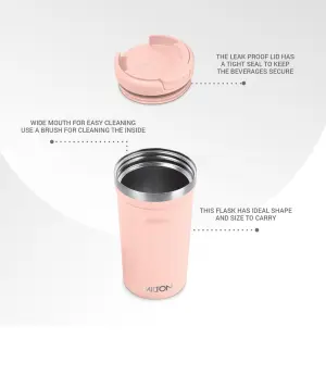 Corral 350 Thermosteel Vacuum Insulated Travel Mug, 290ml, Peach, Prolonged Hours Hot & Cold, Spill Proof & Easy to Sip, Leakproof & Rustproof, On The Go Coffee Cup