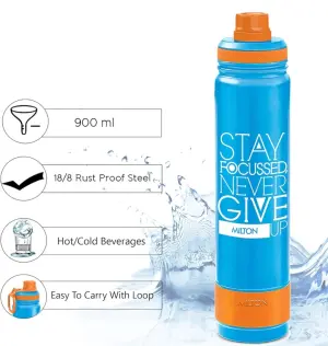 Milton Astir 900 Thermosteel Hot and Cold Water Bottle, 900 ml, Blue
