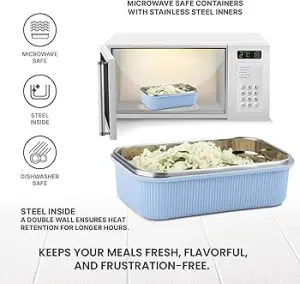cool touch rectangular stainless steel container, 600 ml, blue