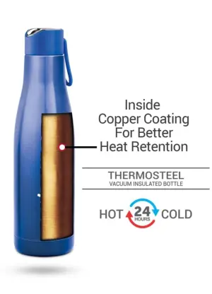 Fame 1000 Thermosteel Water Bottle, ISI Certified, 24 Hr Hot and Cold 880 ml Steel Flask (Pack of 1, Blue)