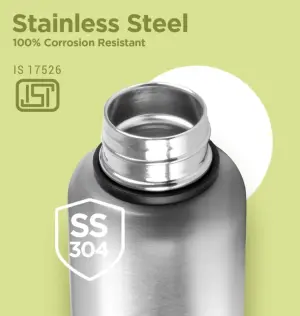 Aura 500 Thermosteel Water Bottle, ISI Certified, 24 Hr Hot and Cold 500ml Steel Flask (Pack of 1, Silver)