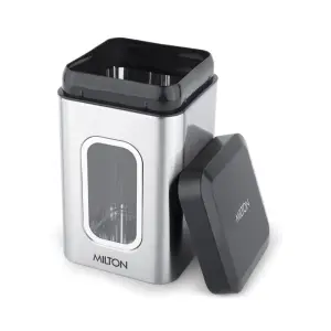 Steel Clear Square Storage Jar, 1000 ml