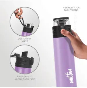 Milton Atlantis 900 thermosteel Water Bottle 750 ml, 24 Hr Hot and Cold I Leak Proof Lid, ISI Certified I Vacuum Insulated I for Office, Gym, School I Purple