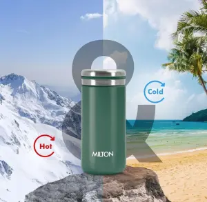 Shiny 200 Thermosteel Water Bottle 200 ml, 24 Hr Hot and Cold I Leak Proof Lid, ISI Certified I Vacuum Insulated I for Office, Gym, School I Green