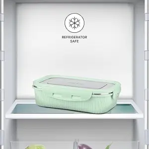Cool Touch Rectangular Stainless Steel Container, 400 ml, Aqua Green