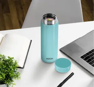 Milton Minimate 260 Thermosteel Insulated Water Bottle, 260 ml, 24 Hr Hot and Cold | Leak Proof Lid, ISI Certified I Vacuum Insulated | for Office, Gym, School | Blue