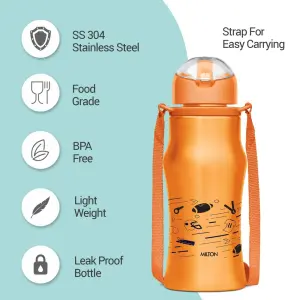GAIETY  Stainless Steel Sipper Orange Colour Water Bottle 650 ml