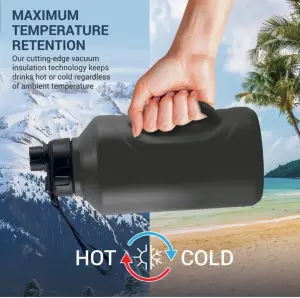 Torrent 2200 Thermosteel Insulated Water Bottle, 2300 ml, Black | Easy Grip | Leak Proof | Hot or Cold | School | Travel Bottle
