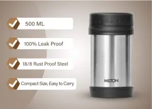 Soup Flask Deluxe 500 ml Thermosteel I 100% Leak Proof I Premium SS304 Stainless Steel I Vacuum Insulated I Thermos for Soup, Tea, Coffee, Silver