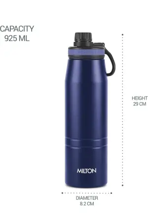 Sparkle 900 Thermosteel Water Bottle with Easy Sip Cap and Handle, 920 ml, Vacuum Insulated Stainless Steel, Hot and Cold, On The Go Bottle for Office College, Blue