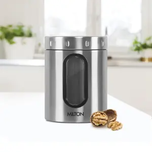 Steel Crispy 1000 Storage Jar, 1 Litre, Silver