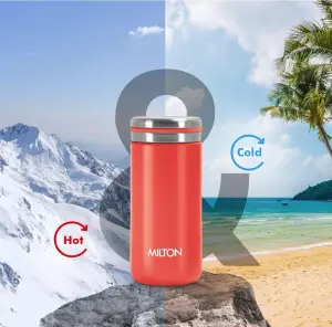 Shiny 200 Thermosteel Water Bottle 200 ml, 24 Hr Hot and Cold I Leak Proof Lid, ISI Certified I Vacuum Insulated I for Office, Gym, School I Red