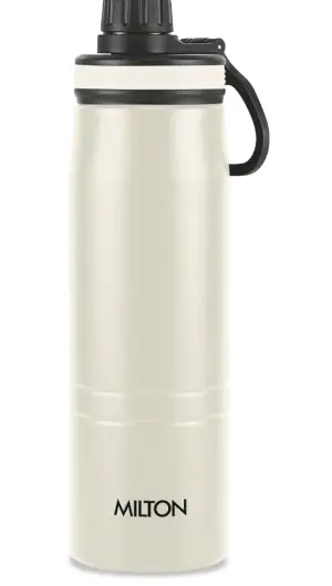Milton Sparkle 900 Thermosteel Water Bottle with Easy Sip Cap and Handle, 920 ml, Vacuum Insulated Stainless Steel, Hot and Cold, On The Go Bottle for Office College, Ivory