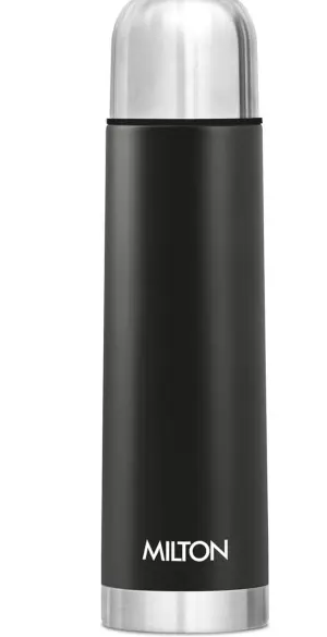 MILTON Eco-Flip 500 Thermosteel Water Bottle 500ml, 24 Hr Hot and Cold I Leak Proof Lid, ISI Certified I Vacuum Insulated I for Office, Gym, School I Black