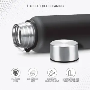 BRIM Stainless Steel Black Colour Water Bottle (1000ml) 