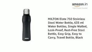 Elate Stainless Steel Water Bottle Black Colour (750 ML) 
