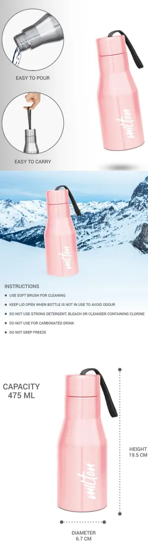 Super Stainless Steel Water Bottle Pink Colour (500 ml) 