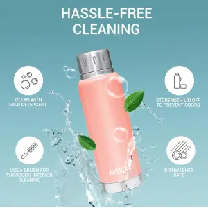 Elfin 300 Thermosteel Water Bottle 300 ml, 24 Hr Hot and Cold I Leak Proof Lid, ISI Certified I Peach
