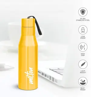 Super Stainless Steel Water Bottle Yellow Colour (1000 ml) 