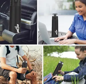 Milton Atlantis 600 Thermosteel Water Bottle 500 ml, 24 Hr Hot and Cold I Leak Proof Lid, ISI Certified I Vacuum Insulated I for Office, Gym, School I Black