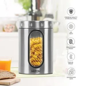 Steel Crispy 1000 Storage Jar, 1 Litre, Silver