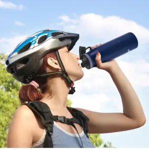 Sparkle 900 Thermosteel Water Bottle with Easy Sip Cap and Handle, 920 ml, Vacuum Insulated Stainless Steel, Hot and Cold, On The Go Bottle for Office College, Blue