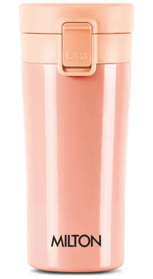 Thermosteel Vacuum Insulated Travel Coffee Mug, 350ml, Peach, Prolonged Hours Hot & Cold, ISI Certified, Spill Proof & Easy to Sip, Leakproof & Rustproof, On The Go Coffee Cup