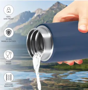 Shiny 200 Thermosteel Water Bottle 200 ml, 24 Hr Hot and Cold I Leak Proof Lid, ISI Certified I Vacuum Insulated I for Office, Gym, School IBlue