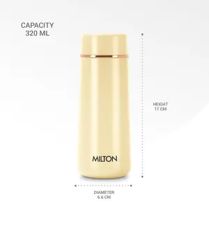 Starlit 320 Thermosteel Compact ISI Certified Water Bottle, Vacuum Insulated Hot and Cold I SS304 Stainless Steel, Leak Proof I 310 ml, Ivory