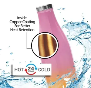 PRUDENT-350 Thermosteel Hot & Cold Water Bottle 360 ml Steel Bottle (Pack of 1, Pink, Orange)
