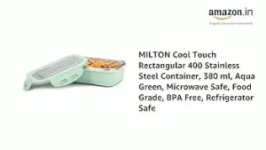 Cool Touch Rectangular Stainless Steel Container, 400 ml, Aqua Green