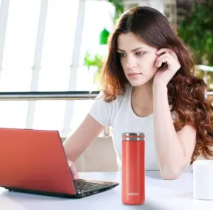 Shiny 300 Thermosteel Water Bottle 300 ml, 24 Hr Hot and Cold I Leak Proof Lid, ISI Certified I Vacuum Insulated I for Office, Gym, School I Red