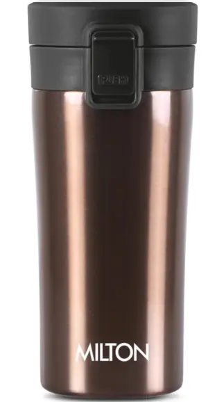 Thermosteel Vacuum Insulated Travel Coffee Mug, 350ml, Brown ,Prolonged Hours Hot & Cold, ISI Certified, Spill Proof & Easy to Sip, Leakproof & Rustproof, On The Go Coffee Cup