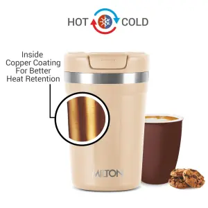 Corral 350 Thermosteel Vacuum Insulated Travel Mug, 290ml,  Cream Prolonged Hours Hot & Cold, Spill Proof & Easy to Sip, Leakproof & Rustproof, On The Go Coffee Cup