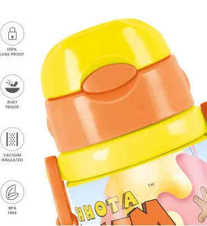 Milton Charmy 350 Chota Bhim Thermosteel Kids Water Bottle, 330 ml, Yellow | Vacuum Insulated | Hot & Cold | Leak Proof | Rust Proof | School | Picnic