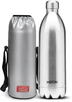 Milton Duo DLX 1800 Thermosteel Water Bottle 1700 ml, 24 Hr Hot and Cold I Leak Proof Lid, ISI Certified I Vacuum Insulated I for Office, Gym, School I Silver