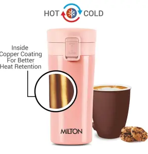 Thermosteel Vacuum Insulated Travel Coffee Mug, 350ml, Peach, Prolonged Hours Hot & Cold, ISI Certified, Spill Proof & Easy to Sip, Leakproof & Rustproof, On The Go Coffee Cup