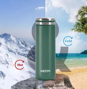 Shiny 300 Thermosteel Water Bottle 300 ml, 24 Hr Hot and Cold I Leak Proof Lid, ISI Certified I Vacuum Insulated I for Office, Gym, School I Green